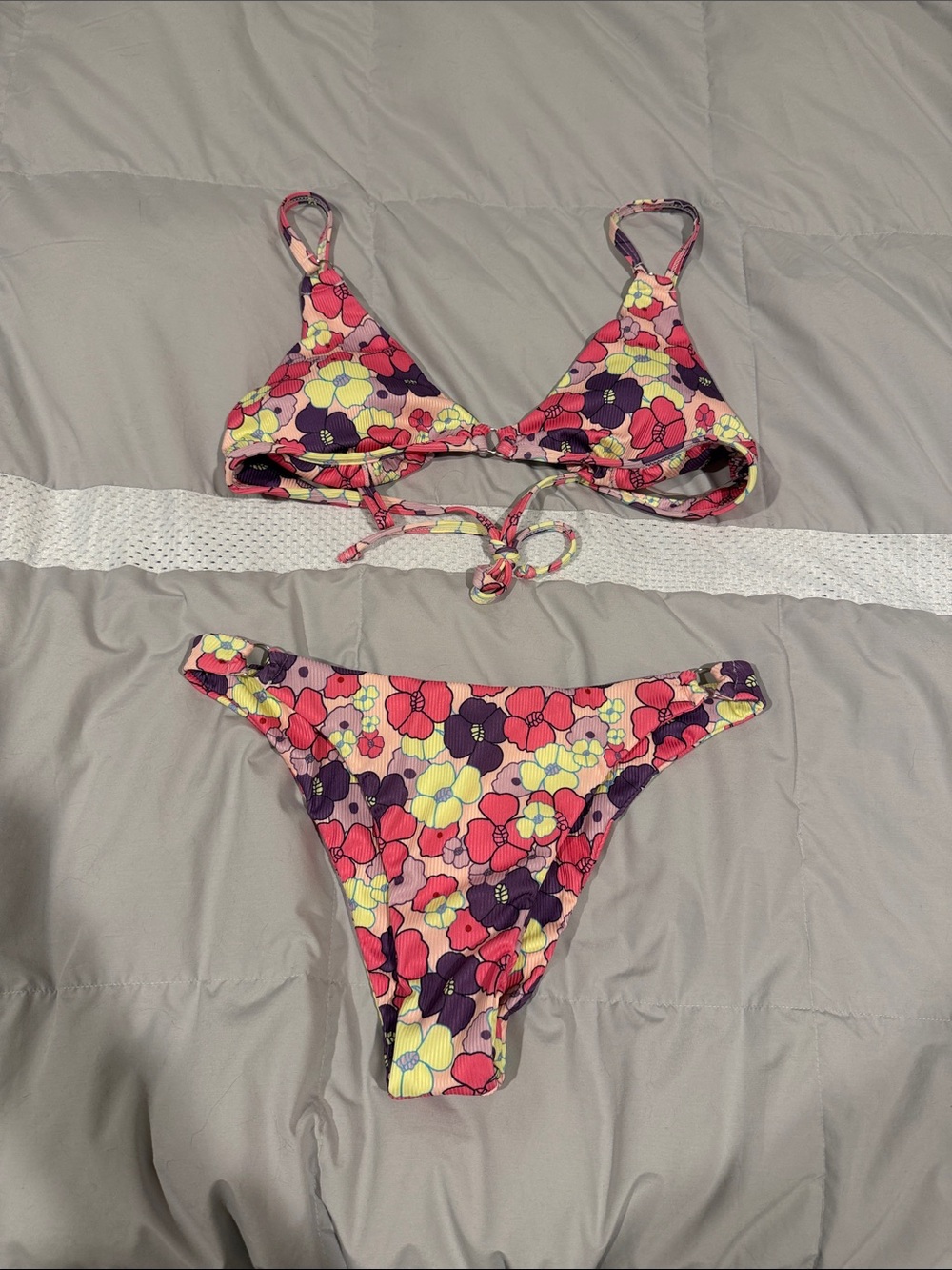 Floral Print Triangle Bikini Set